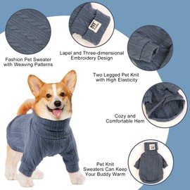 PATTEPOINT Dog Sweater, Fashion Warm Cat Jumper, Winter Knitted Pullover Soft Turtleneck Clothes Vest, Soft Pet Supplies for Small, Medium, Large Dogs (Blue)