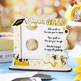 Yaomiao 3.94 x 2.64 Inch Graduation Picture Frame Small Wooden Graduate Picture Display Holder with Blessing Words for Class of 2025 Gift(White and Gold,Take Pride in How Far You've Come)