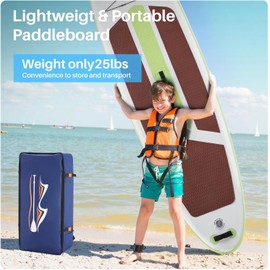 Portable Inflatable Stand Up Paddle Board (SUP) for Adults and Youths with EVA Non-Slip Deck – Complete Accessories Kit, Perfect for Fishing, Yoga, Fitness & Family Fun