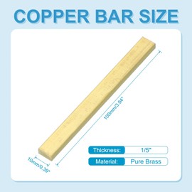 PATIKIL Brass Bar, 1/5"x3.94"x0.39" Pure Flat Brass Plate Solid Metal Sheet Tubing Strip for Crafting Jewelry Plating Repairing Science Class, 1 Pcs