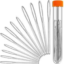 OIATAIO-12 PCS Large-Eye Blunt Needles, Stainless Steel Yarn Knitting Needles, Sewing Needles for Hand Sewing, Crafting Knitting Weaving Stringing Needles, Perfect for Finishing Off Crochet Projects