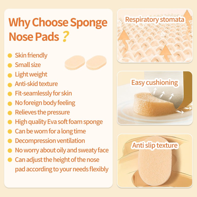 SooGree 20Pairs Soft Foam Nose Pads, 1.5MM Thick Cushion Self