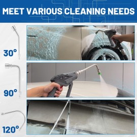 M MINGLE Pressure Washer Extension Wand - Gutter Cleaner Attachment - 30°, 90°, 120° Curved Rod, 1/4" Quick Connect, 4000 PSI