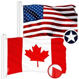 UD_G128 Combo Pack: American USA Flag 2x3 Ft & Canada Canadian Flag 2x3 Ft  Both ToughWeave Series Embroidered 210D Polyester, E