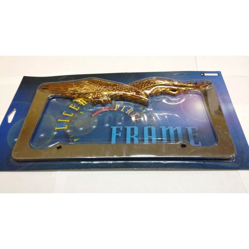 SPL EAGLE CHROME/GOLD METAL LICENSE PLATE FRAME LPF-476C/G