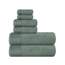 GLAMBURG 100% Cotton Ultra Soft 6 Pack Towel Set, Contains 2 Bath Towels 28x55 Inches, 2 Hand Towels 16x24 Inches & 2 Wash Coths 12x12 Inches, Compact Absorbent Lightweight & Quickdry - Jade