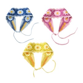 minkissy 3Pcs Floral Crochet Knitted Hairband for Women Head Accessories Yellow Blue Pink Stylish and Charming for All Seasons