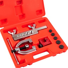 Esakoya Brake Line Flaring Tool Kit with 5 Adapters, Flare Tool Kit with 45 Degrees, Double & Single Flaring Tool Kit for Brake Line, Brass Tubing, Copper and Aluminum