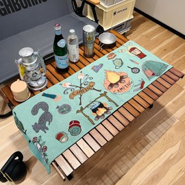 "Create a Stylish Camping Scene" Lunch Mat, Table Cloth, Table Mat, Cafe Tent, Outdoor, Bonfire, Green, Camping, 13.8 x 47.2 inches (35 x 120 cm)