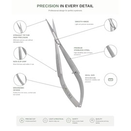 Stainless Steel Spring Scissors - Fine Tip Micro Iris Snips for Cuticle, Eyelash,Trim Nails Grooming, Small Curved Sharp Blades Pocket Shears