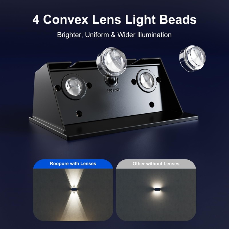 8 Pack Solar Powered Fence Lights Outdoor Up and Down