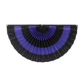 Black Bunting Mourning Funeral Decorations. Indoor/Outdoor 5 Stripe Black & Purple Memorial Flag Bunting. 3’ x 6’ Nylon Pleated Fan Flag. 100% Made in America by Old Glory Bunting