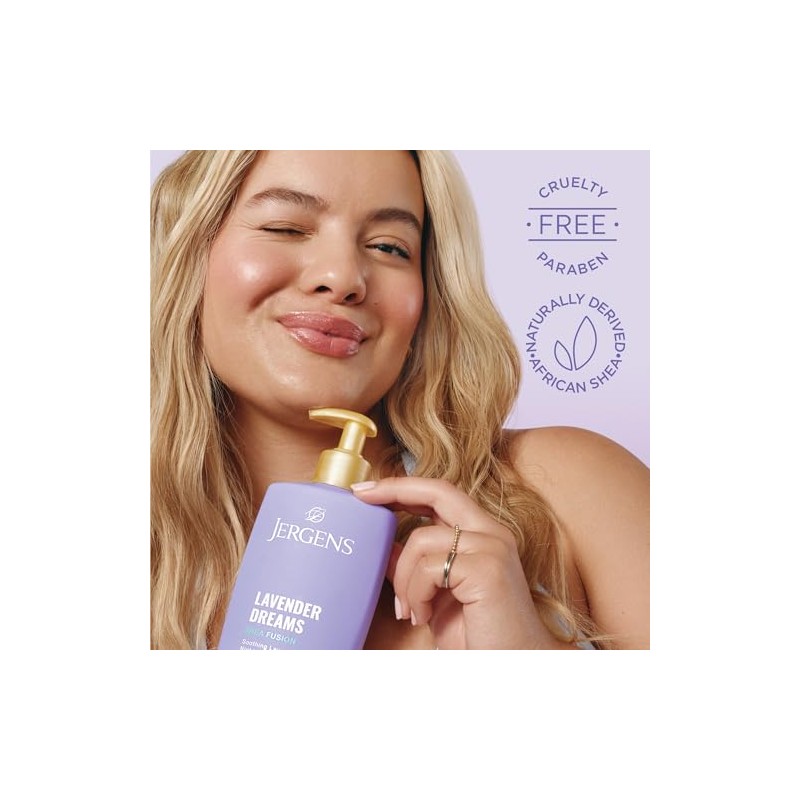 Jergens Shea Fusion Lavender Dreams Body Lotion, Moisturizer with Shea
