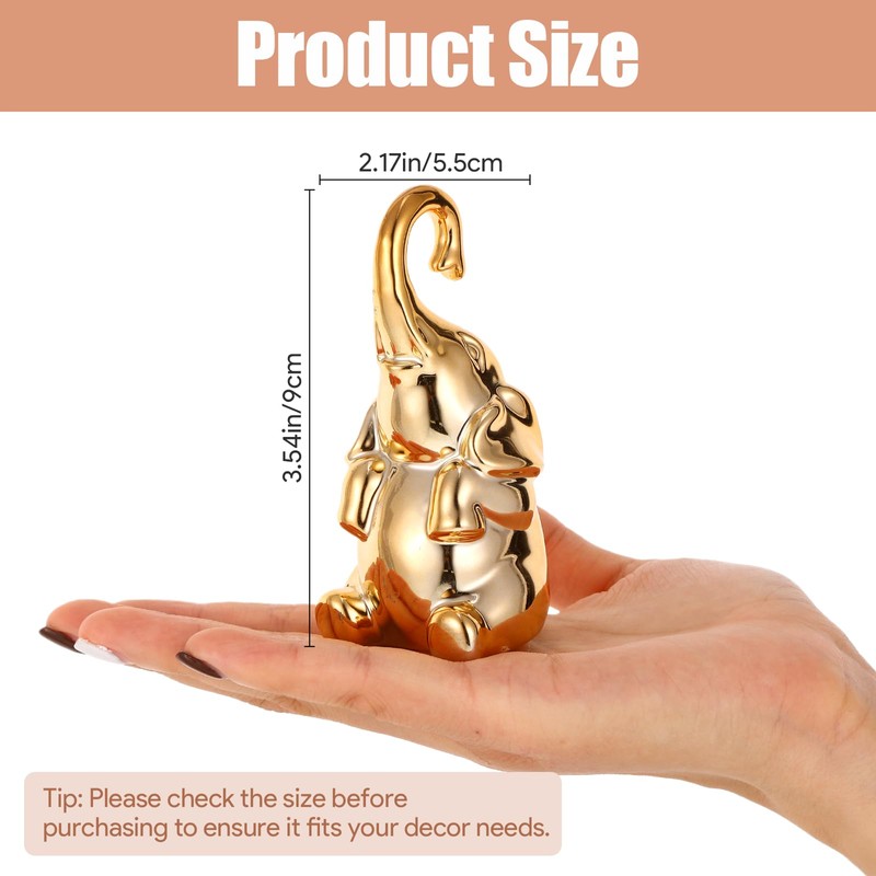 Loving Pair of Elephant Decor Small Gold Elephant Statues for