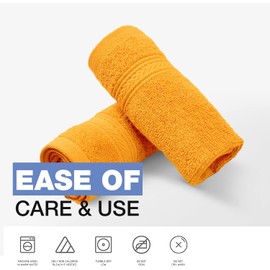 Textile Do 12 X Face Cloth Set 100% Egyptian Combed Cotton Flannel Face Towels 500-GSM Quick Dry And Highly Absorbent Washcloth for Hotel Spa Gym Makeup Remover 30 x 30 cm (Orange, 12)