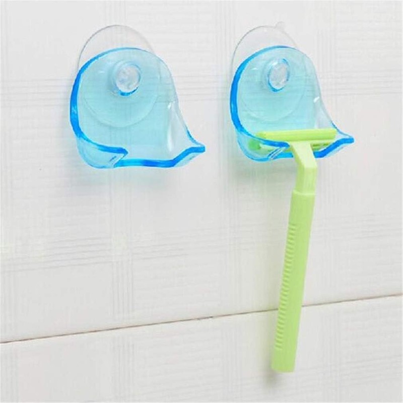 JJLFresheners Blue Suction Cup Hooks Removable Hook Razor Holder Transparent
