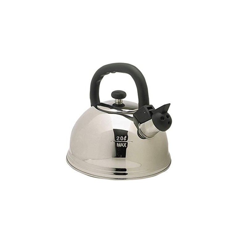KitchenCraft Le'Xpress Induction Whistling Stovetop Kettle, stainless steel, Silver, 1.6