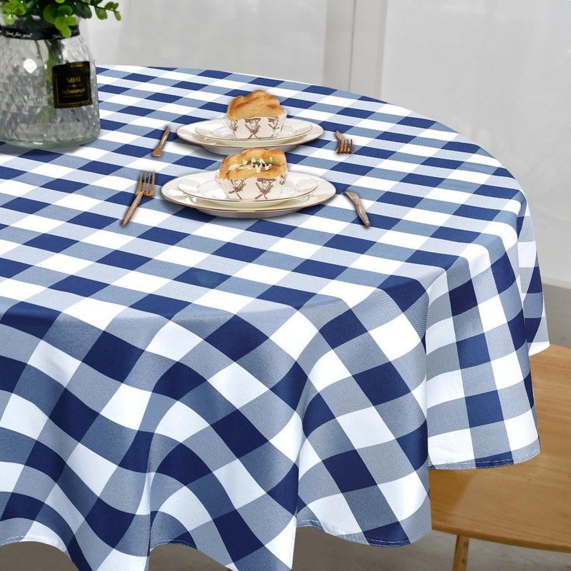 XWZO Checkered 70 Inch Round Tablecloth - Waterproof and Dustproof