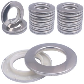 20 Pack Stainless Steel Curtain Grommets, 2 in 1 Metal Curtain Ring Eyelets Metal Grommet ABS Plastic Curtain Eyelet Clips,1.65" 42mm Inner Diameter for Window Drapery Tape (20-Pack Silver)