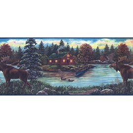Concord Wallcoverings House on The River Wallpaper Border Green, Blue, Brown 10.25 Inches by 15 Feet RST2301