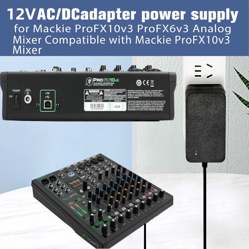 Ousaly 12V Power Adapter for Mackie ProFX6v3 Profx10v3 Profx12v3 ProFX22v3