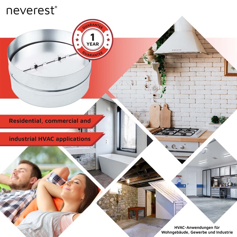 neverest® RK 6" Professional Backdraft Shutter Damper Connector Duct Fits
