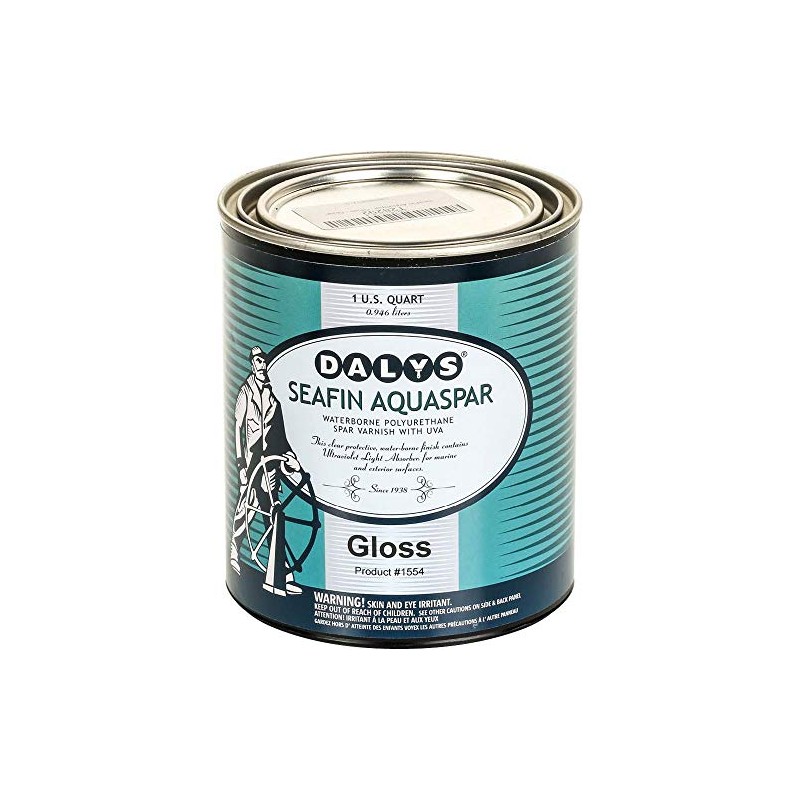 Daly's SeaFin AquaSpar Waterborne Polyurethane Clear Spar Varnish, Gloss, 1