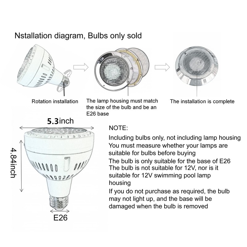 QCYYQYT LED Pool Lights for Inground Pool 120V 65W Blue