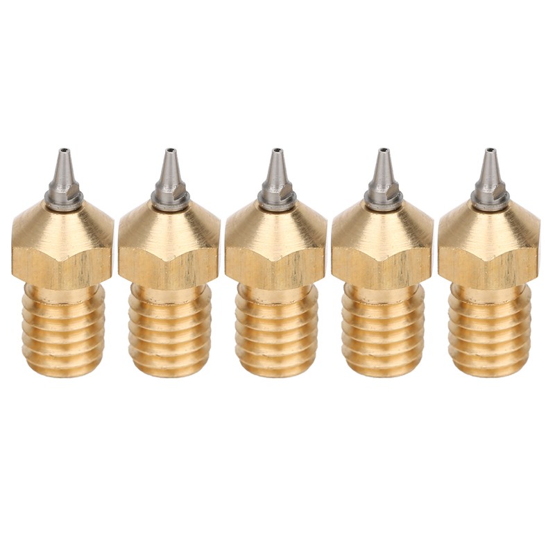 5Pcs 3D Printer Nozzle Set Brass with Stainless Steel Tips