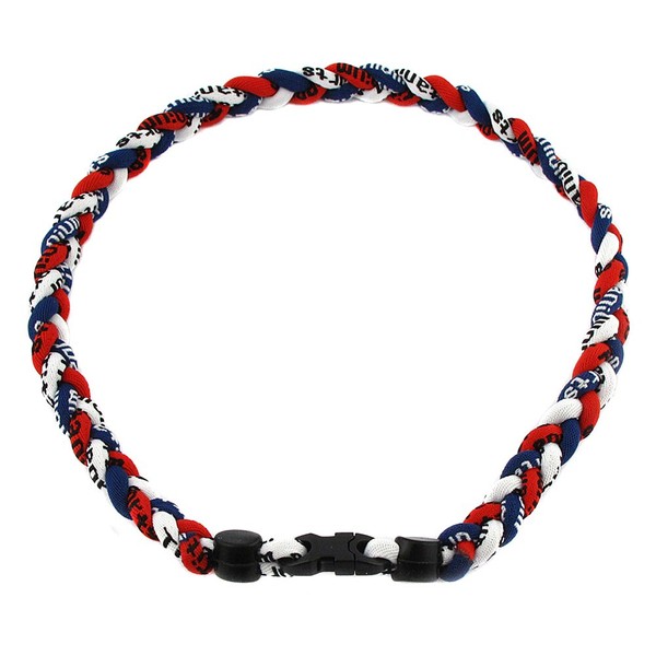 MapofBeauty 18" Sport Three Colors Three Braided Rope Tornado Necklace (Dark Blue/Red/White)