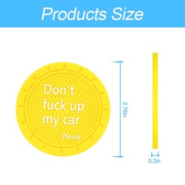 2 Pack Car Cup Holder Coasters, 2.75 Inch Non-Slip PVC Insert Cup Coaster, Anti-Scratch Auto Cup Mats for Women Men, Vehicle Interior Accessories Universal for Car, SUV, Truck (Yellow)
