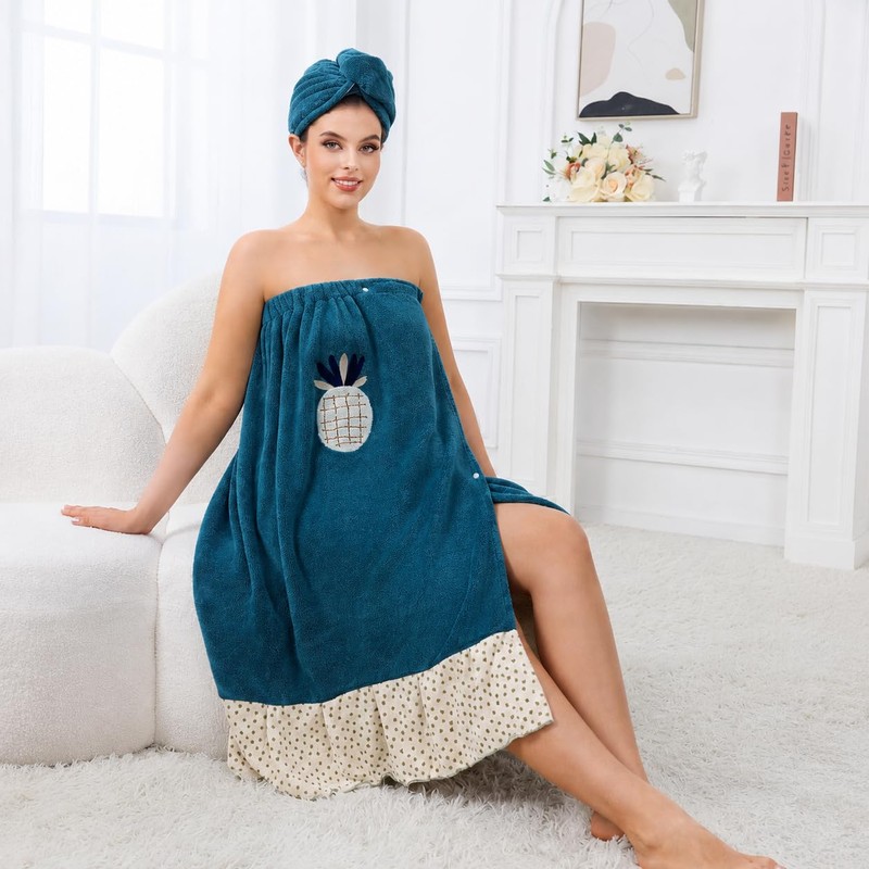 Towel Wrap for Women (S-XL), Lightweight Spa Bath Wrap Set