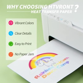 HTVRONT Iron on Transfer Paper for T Shirts - 10 Pack Printable Heat Transfer Vinyl 8.5" X 11" - Wash Durable Heat Transfer Paper for Inkjet Printer