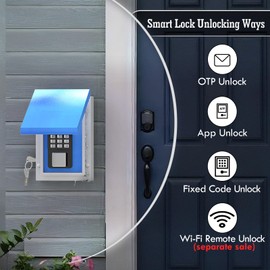 WeHere Key Lock Box Outdoor, Wall Mount Lockbox for Outside, OTP/Fixed Password, APP Bluetooth/Wi-Fi, Spare Key Unlock, Smart Keybox for Home, Realtors, Apartments, Garage, Store, Office