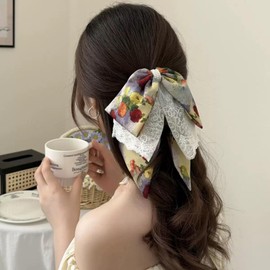 Aurakoi Hair Clip, 5.5 inches (14 cm), Ribbon, Large, Korean Style, Elegant, Stylish, Women's, Hair Accessory, For Weddings, School Entrance Ceremonies, Graduation Ceremonies, Dating Secure, Ponydale