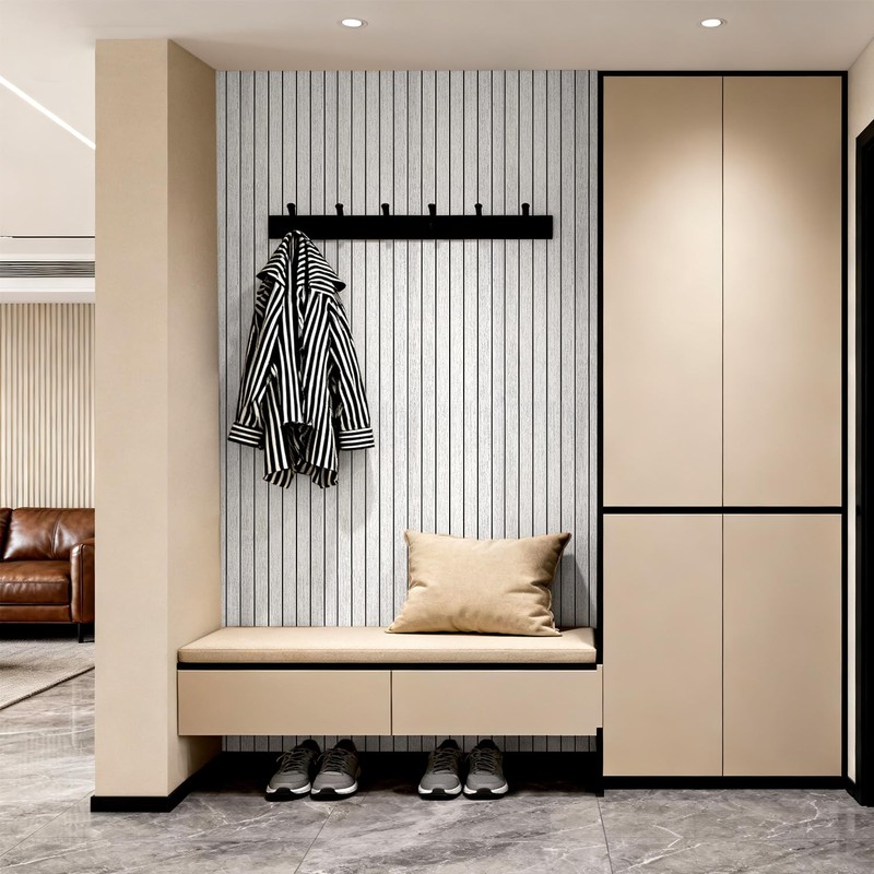 DULEIXUFHEE PVC Slat 3D Wall Panel Peel and Stick, Bright