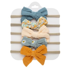 KIDOCHEESE Baby Bows and Headbands Nylon Hair Bows Stretchy Baby Hairbands Hair Accessories for Newborn Babies Infant Toddlers Kids