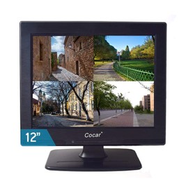 CCTV Monitor, 12 inch LCD Security Monitor HDMI VGA AV & BNC 4:3 HD Computer Monitor Display LCD Screen with 2 Built-in Speakers USB Drive Player for Home/Store Surveillance Camera STB PC