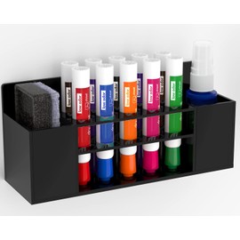 HBlife Acrylic Magnetic Dry Erase Marker Holder for Whiteboard, Wall Mount 10 Slots Magnet Pen Pencil Holder for Fridge Refrigerator, Locker Organizer Accessories for School Classroom Office, Black