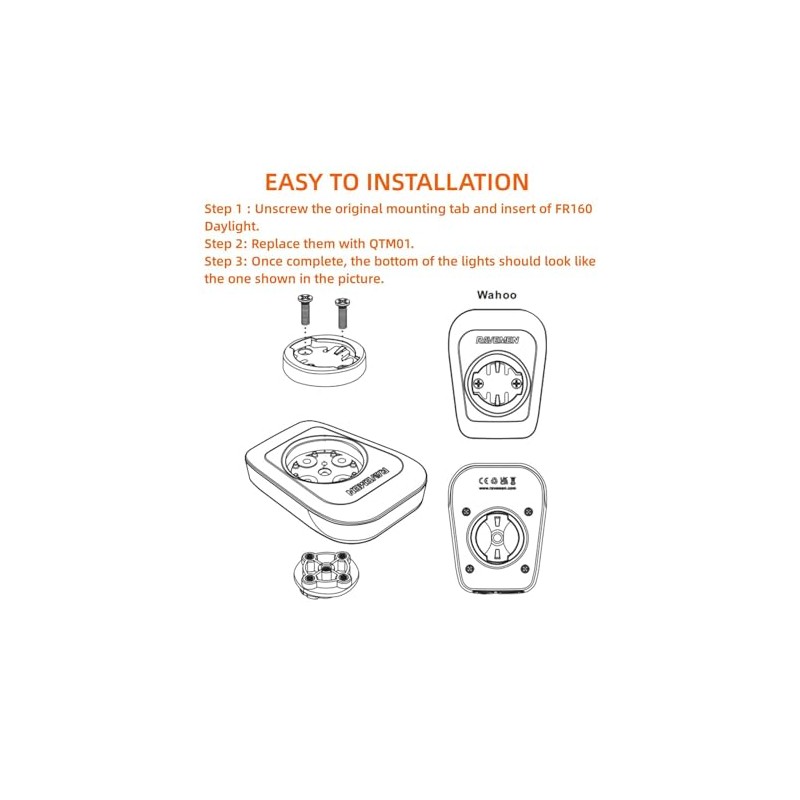 RAVEMEN QTM01 Plastic Mount to Make FR160 Compatible with Wahoo