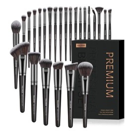 Maange Brochas Set 25 Brochas Maquillaje Profesionales Con Caja Alta Calidad Kit De Brochas Kabuki Brocha Para Base Pincel Para El Rostro Pincel Para Los Ojos Negro
