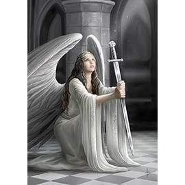 The Blessing - Gothic Angel & Sword Greetings Card with Patterned Envelope - by Anne Stokes - Blank for Your Own Message and Any Occasion