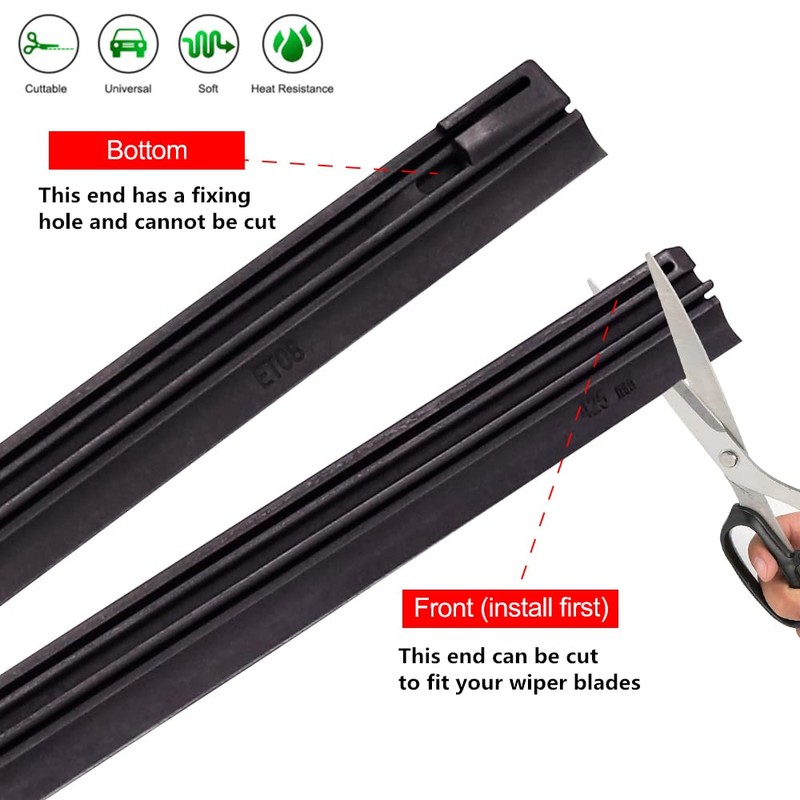 Cuttable Wiper Blade Refills Strip, 4PCS Universal Car Windscreen Wiper