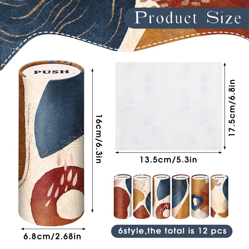 Outus 12 Pcs Boho Car Tissues Cylinder Holder with 3