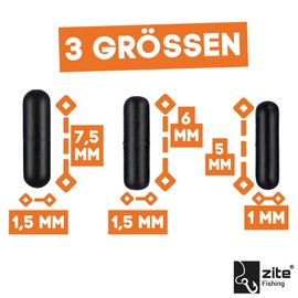 Zite Fishing Rubber Stopper Set Fishing | Line Stopper 3 Sizes S, M, L | Cylinder Shape or Oval Rubber Stopper | Float Stopper with Winding Aid as Leader Accessory (Cylinder)