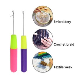 Bamboopack 5 Pieces Different Size Latch Hook Set Hook Crochet Needle Dreadlocks Crochet Hook Set Latch Hook Kit with Latch for Braid Hair Carpet Making and Other Crafts