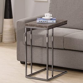 Weathered Grey Finish Expandable Snack Side End Table