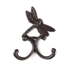 BRASSTAR Cast Iron Dragonfly Shape 2 Coat Hooks Wall Mount Hanging for Coats, Bags, Hats, Towels, Keys, Antique Replica Rust Color Home Art Decor TQGJPT276