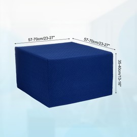 sourcing map Stretch Ottoman Cover Twill Square Ottoman Slipcover with Elastic for Foot Stool Living Room Bedroom Fit Length 57-70cm / 23"-27", Medium, Navy Blue