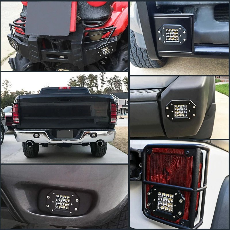 yeego_offroad Pair LED Work Lights Flush Mount Flood Cube Pods